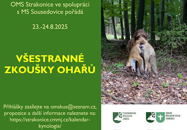 Pozvánka na Všestranné zkoušky ohařů 23.-24.8.2025