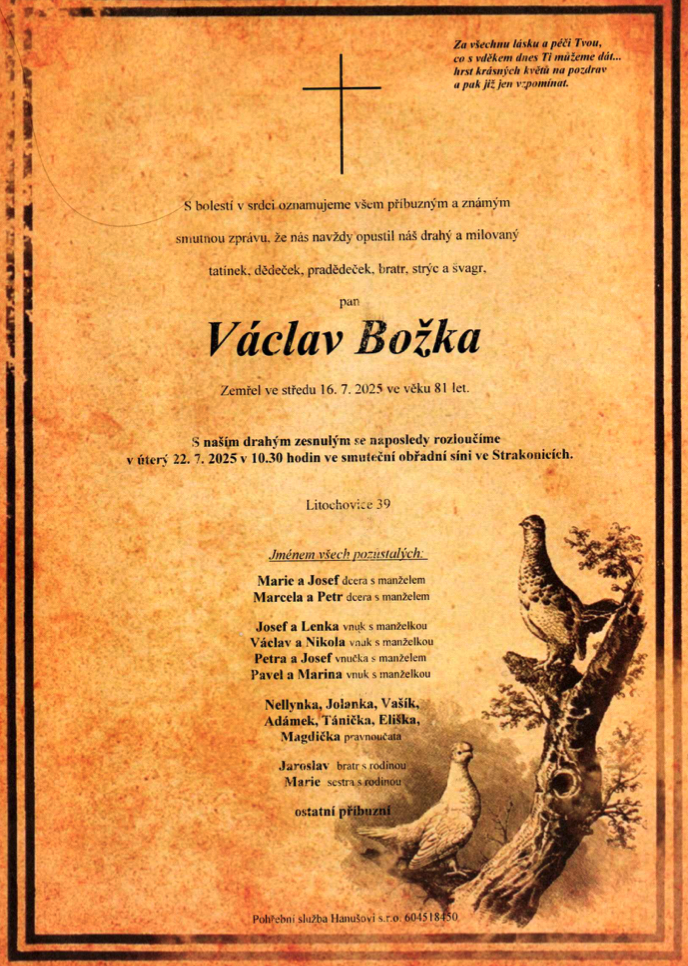 Smutná zpráva …